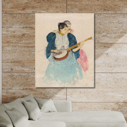 La Lezione Di Banjo Mary Cassatt mcs48 quadro stampato su tela