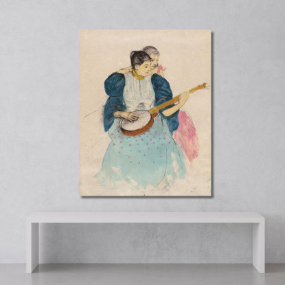 La Lezione Di Banjo Mary Cassatt mcs48 quadro stampato su tela