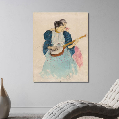La Lezione Di Banjo Mary Cassatt mcs48 quadro stampato su tela