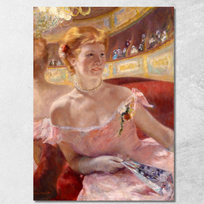 Donna Con Collana Di Perle In Un Loggione Mary Cassatt mcs64 quadro stampato su tela