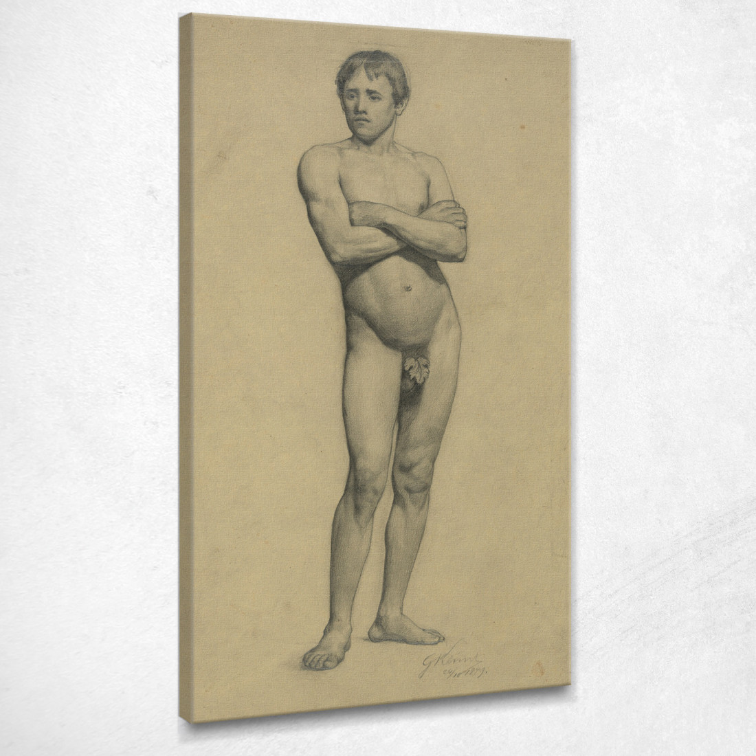 Nudo Maschile Da Accademia Con Le Braccia Incrociate Gustav Klimt kg112 quadro stampato su tela