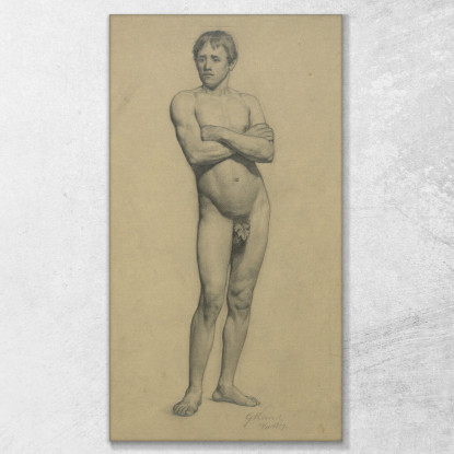 Nudo Maschile Da Accademia Con Le Braccia Incrociate Gustav Klimt kg112 quadro stampato su tela