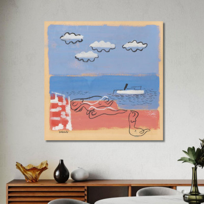Sulla Spiaggia Mikuláš Galanda mgl82 quadro stampato su tela