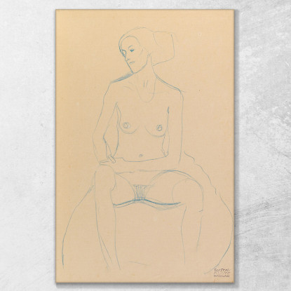 Ragazza Nuda Seduta Di Fronte Con Gambe Placcate Gustav Klimt kg130 quadro stampato su tela