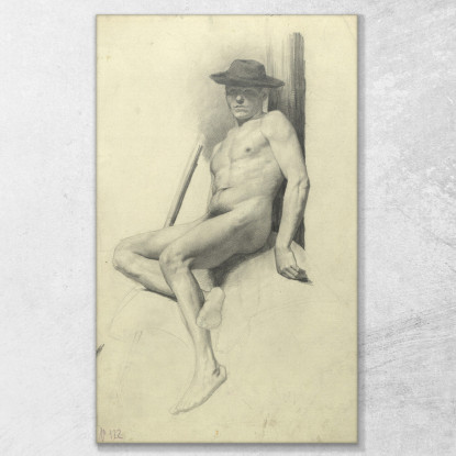 Nudo Maschile Seduto Con Cappello Gustav Klimt kg133 quadro stampato su tela