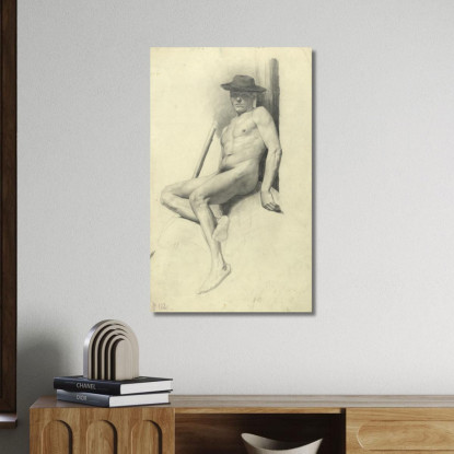 Nudo Maschile Seduto Con Cappello Gustav Klimt kg133 quadro stampato su tela