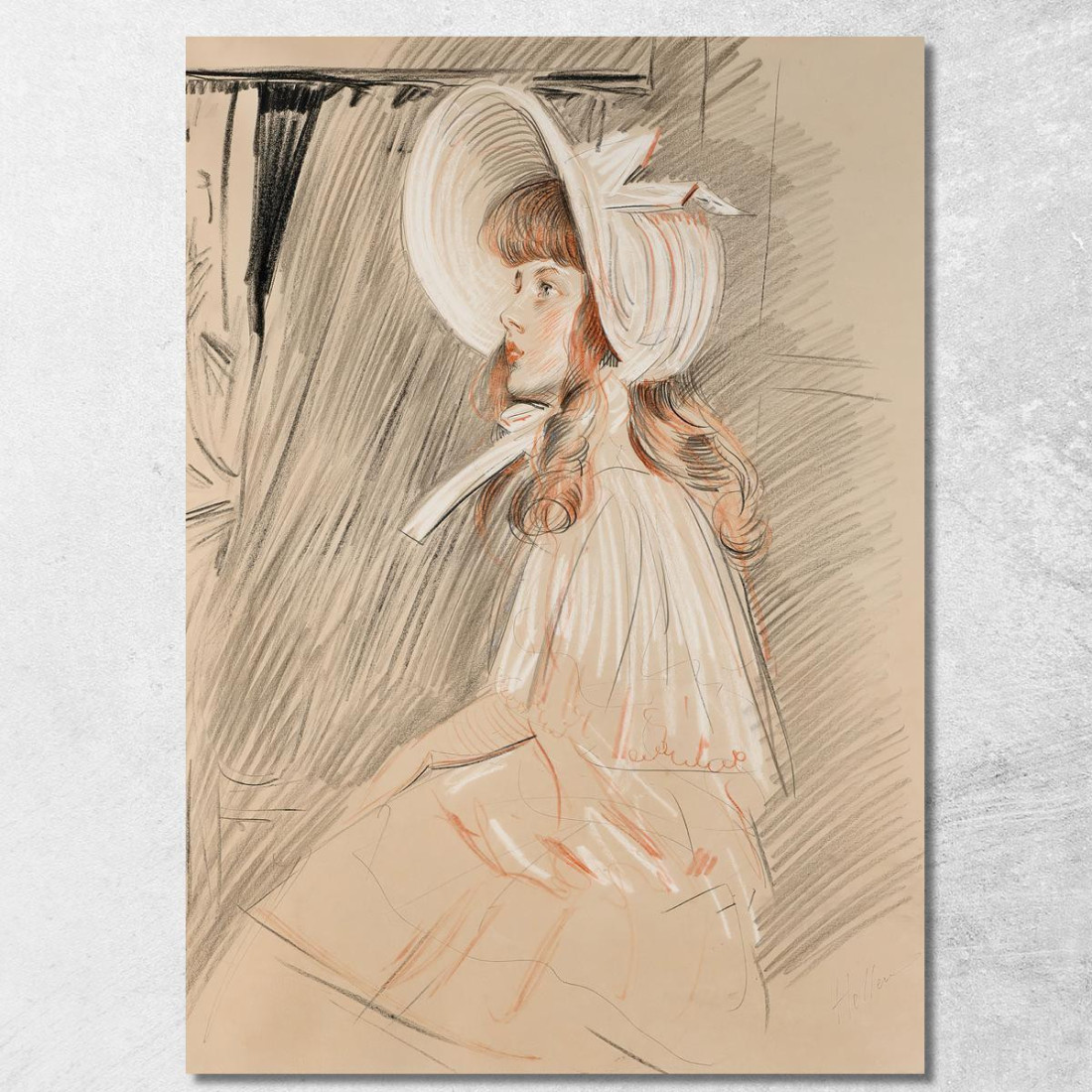 Bambina Che Osserva In Su Paul César Helleu pch8 quadro stampato su tela