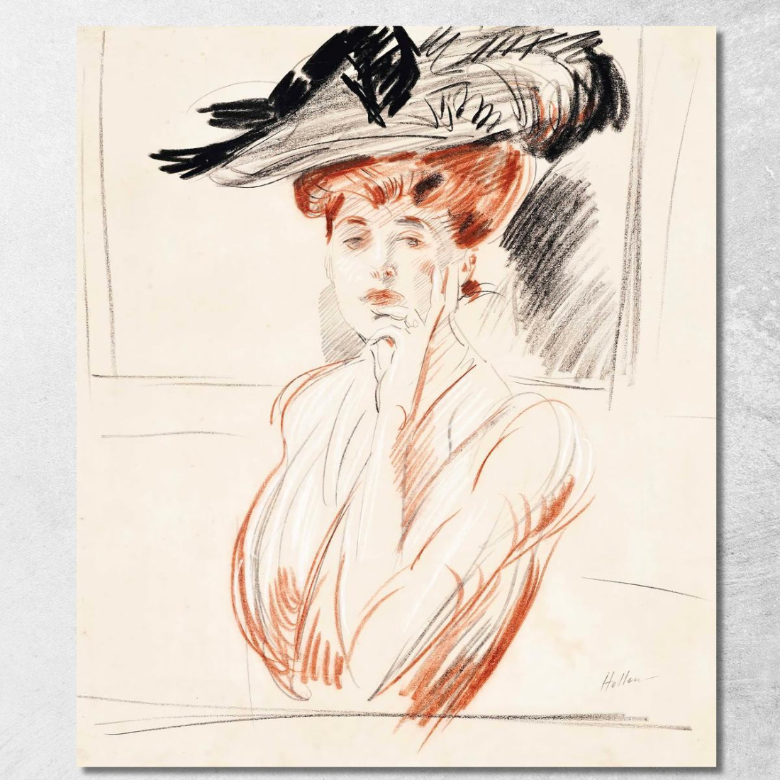 La Signora Con Il Cappello Piumato Paul César Helleu pch15 quadro stampato su tela