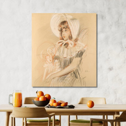 Bambina Che Tiene In Braccio La Sua Bambola Paul César Helleu pch20 quadro stampato su tela
