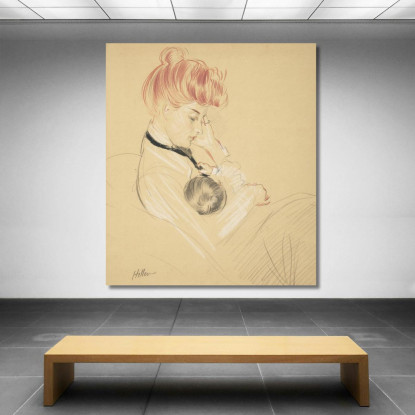 Madame Helleu Culla Paulette Tra Le Sue Braccia Paul César Helleu pch23 quadro stampato su tela