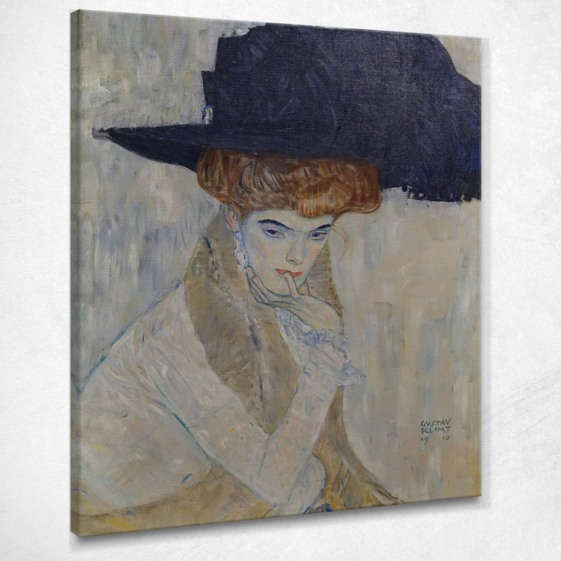 Il Cappello Piumato Nero Gustav Klimt kg140 quadro stampato su tela