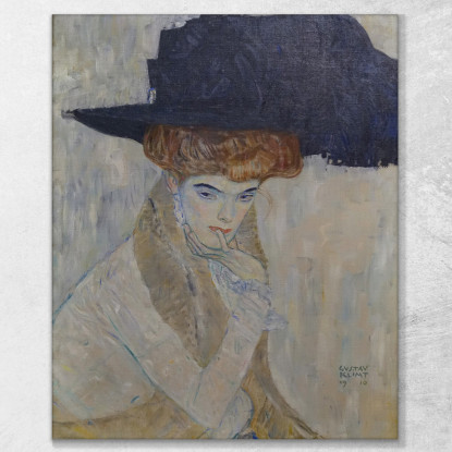 Il Cappello Piumato Nero Gustav Klimt kg140 quadro stampato su tela