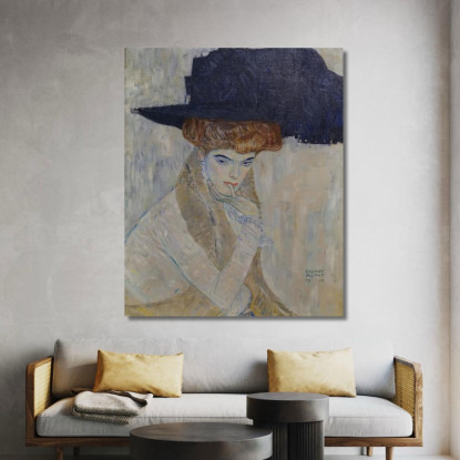 Il Cappello Piumato Nero Gustav Klimt kg140 quadro stampato su tela