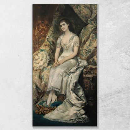 Ritratto Di Una Donna Seduta Forse La Contessa Bianca Teschenberg Hans Makart hmk1 quadro stampato su tela