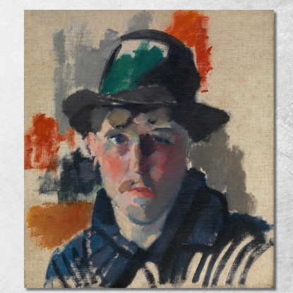 Autoritratto Con Cappello Verde Rik Wouters rwo25 quadro stampato su tela