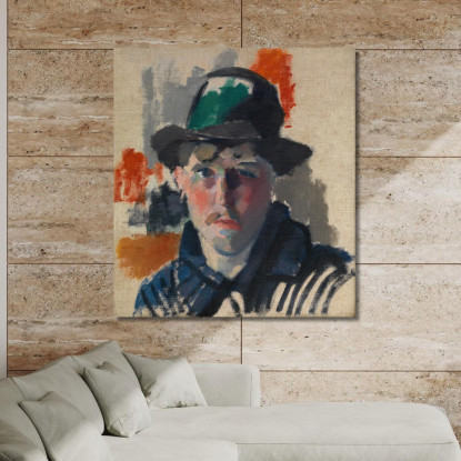 Autoritratto Con Cappello Verde Rik Wouters rwo25 quadro stampato su tela