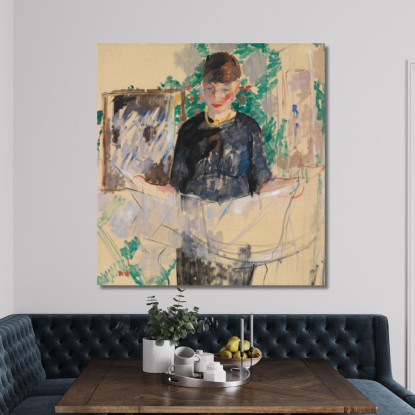 Donna In Nero Che Legge Un Giornale Rik Wouters rwo38 quadro stampato su tela