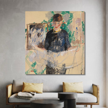 Donna In Nero Che Legge Un Giornale Rik Wouters rwo38 quadro stampato su tela
