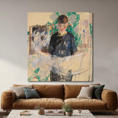 Donna In Nero Che Legge Un Giornale Rik Wouters rwo38 quadro stampato su tela