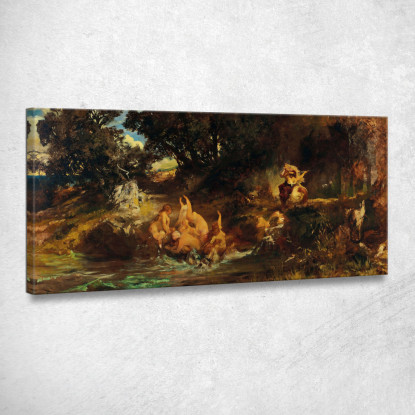 Die Nixen And Der Tiger Le Sirene E La Tigre Hans Makart hmk16 quadro stampato su tela