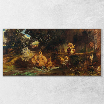 Die Nixen And Der Tiger Le Sirene E La Tigre Hans Makart hmk16 quadro stampato su tela