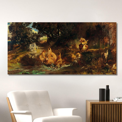 Die Nixen And Der Tiger Le Sirene E La Tigre Hans Makart hmk16 quadro stampato su tela
