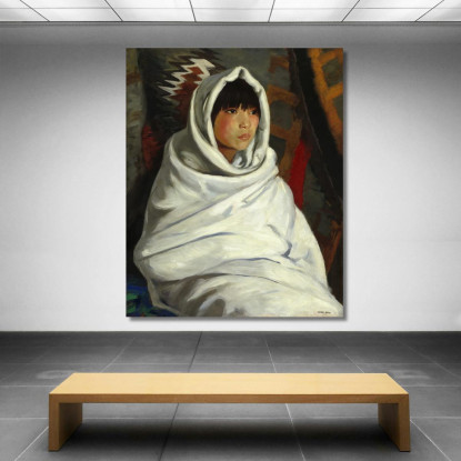 Ragazza Indiana In Coperta Bianca Robert Henri rhn29 quadro stampato su tela