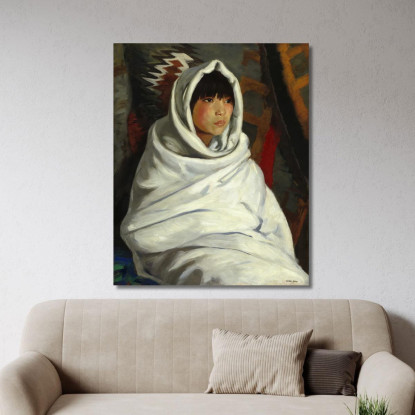 Ragazza Indiana In Coperta Bianca Robert Henri rhn29 quadro stampato su tela