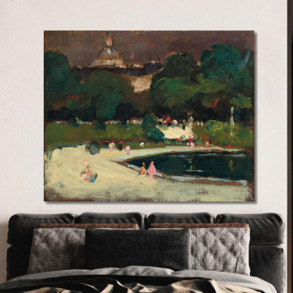 Giardini Del Lussemburgo Cielo Tempestoso Robert Henri rhn37 quadro stampato su tela