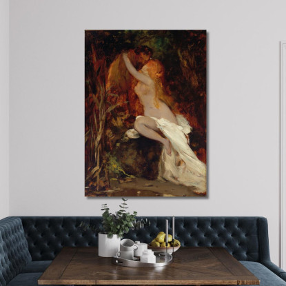 Fauno E Ninfa Hans Makart hmk22 quadro stampato su tela