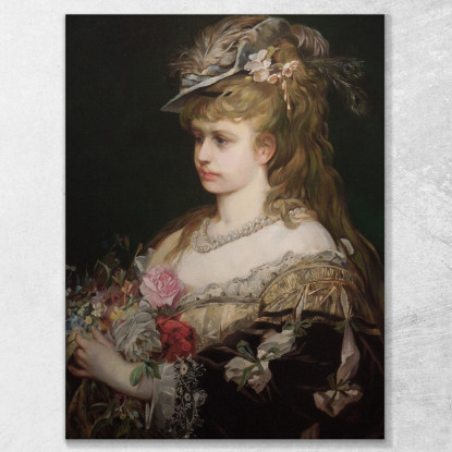 Flora. Ritratto Di Una Ragazza In Un Cappello Hans Makart hmk23 quadro stampato su tela