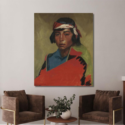Giovane Maschio Del Pueblo Di Tesuque Robert Henri rhn74 quadro stampato su tela