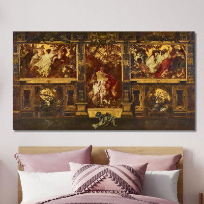 Moderne Amoretten Hans Makart hmk37 quadro stampato su tela