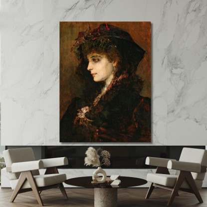 Ritratto Di Giovane Donna Di Profilo Hans Makart hmk43 quadro stampato su tela