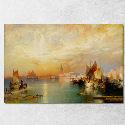 Tramonto Santa Maria E Il Palazzo Ducale Venezia Thomas Moran tmr56 quadro stampato su tela