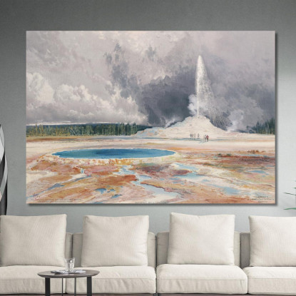 Il Castle Geyser Upper Geyser Basin Parco Nazionale Di Yellowstone Thomas Moran tmr57 quadro stampato su tela