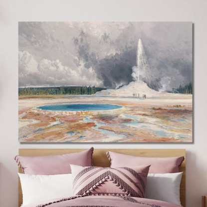 Il Castle Geyser Upper Geyser Basin Parco Nazionale Di Yellowstone Thomas Moran tmr57 quadro stampato su tela