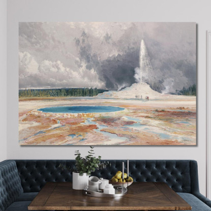 Il Castle Geyser Upper Geyser Basin Parco Nazionale Di Yellowstone Thomas Moran tmr57 quadro stampato su tela