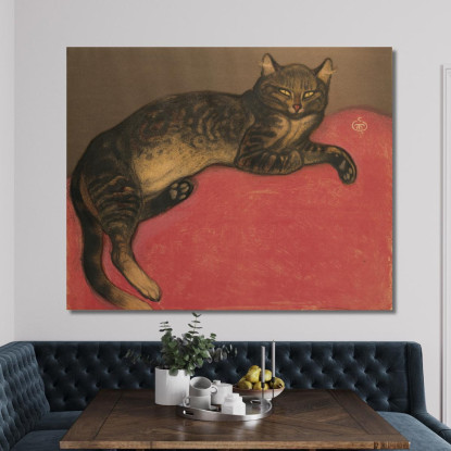 Gatto Inverno Su Un Cuscino Théophile Alexandre Steinlen tas35 quadro stampato su tela
