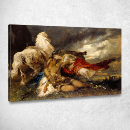 Valchiria E Un Eroe Morente Hans Makart hmk69 quadro stampato su tela