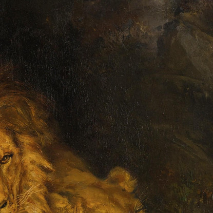 Due Leoni In Una Grotta Wilhelm Kuhnert wkh46 quadro stampato su tela
