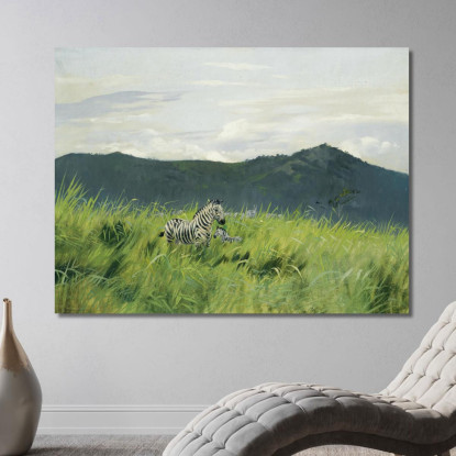 Zebra Nella Steppa Wilhelm Kuhnert wkh49 quadro stampato su tela