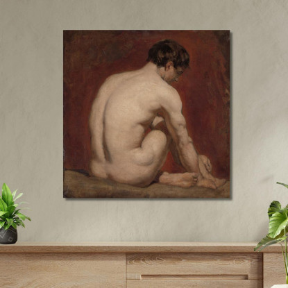 Nudo Maschile Inginocchiato Da Dietro William Etty wet11 quadro stampato su tela