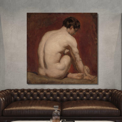 Nudo Maschile Inginocchiato Da Dietro William Etty wet11 quadro stampato su tela