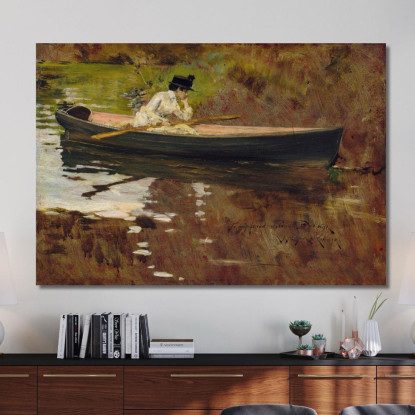 La Signora Chase A Prospect Park William Merritt Chase wmc43 quadro stampato su tela