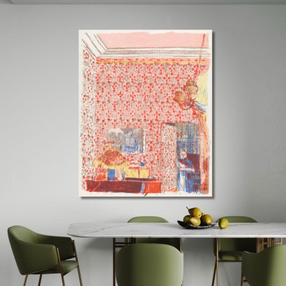 Interno Con Tendaggi Rosa I Édouard Vuillard evu33 quadro stampato su tela