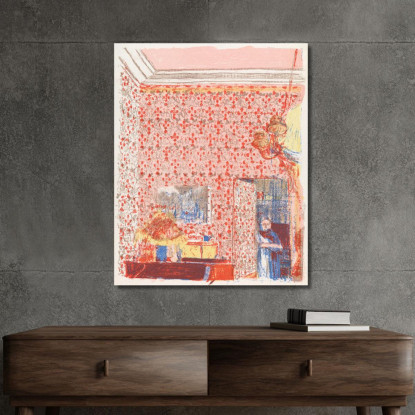 Interno Con Tendaggi Rosa I Édouard Vuillard evu33 quadro stampato su tela