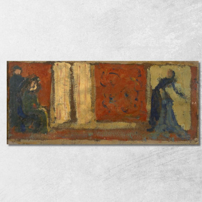 Studio Per Una Delle Sovrapporte Del Laboratorio Di Cucito Édouard Vuillard evu183 quadro stampato su tela