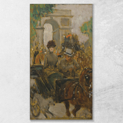 Carrozza Sull'Avenue Du Bois Parigi James Tissot jts11 quadro stampato su tela