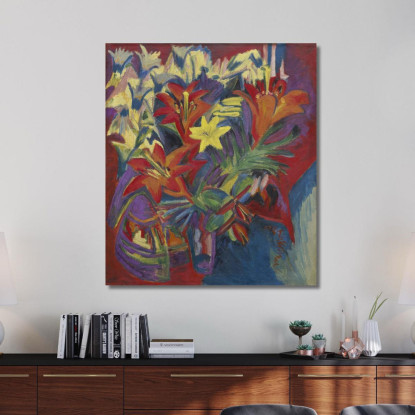 Natura Morta Con Gigli 1917 Ernst Ludwig Kirchner elk39 quadro stampato su tela